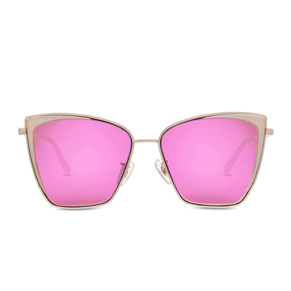 BECKY - ROSE GOLD + PINK MIRROR SUNGLASSES